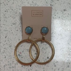 Teal and gold drop earrings